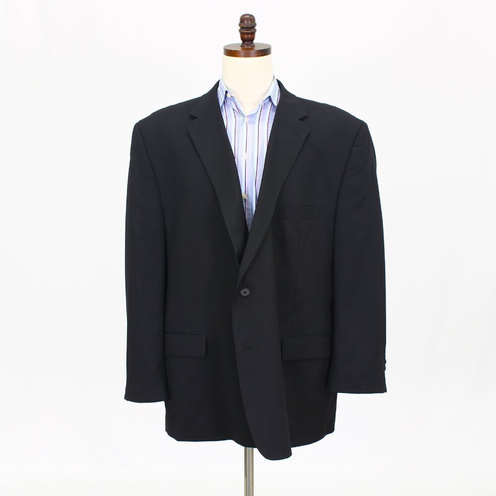 Petrocelli 56R Black Solid 2-Button Sport Coat Blazer Jacket T678